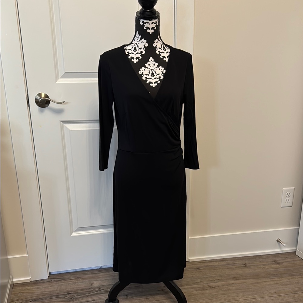 Ann Taylor Black Faux Wrap Dress size 10
